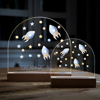 Personalised Space Rocket And Stars Night Light, 2 of 6