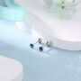 Sterling Silver Tiny Sapphire Blue Cz Bezel Screw Back Earrings, thumbnail 8 of 12