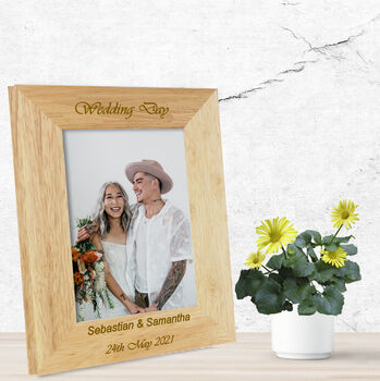 Personalised Mr And Mrs Solid Oak Photo Frame, 2 of 2