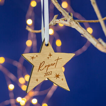 Matisse Personalised Star Christmas Tree Decoration, 4 of 5