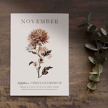 Birth Flower Wall Print 'Chrysanthemum' For November, 3 of 9