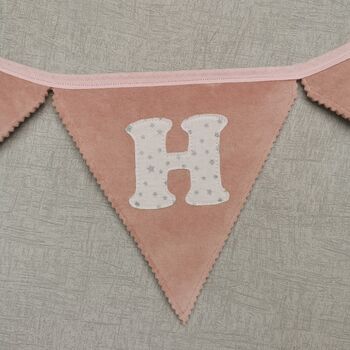 Bunting Pink Velour Personalised Baby Nursery Decor, 3 of 12