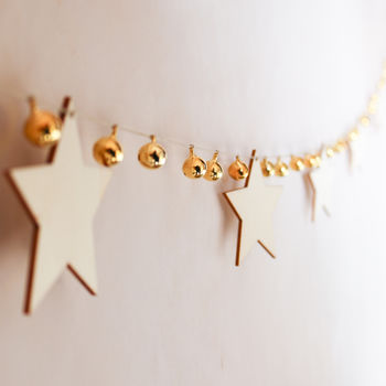 Gold Bell And Star Garland – 2m Christmas Decoration, 2 of 4