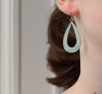 Floral Leaf Teardrop Hoop Earrings, 3 of 7