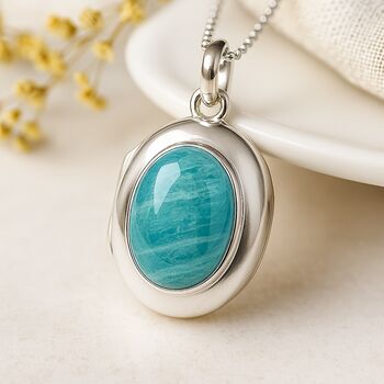 Personalised Sterling Silver Amazonite Gemstone Locket Necklace, 3 of 8