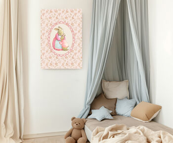 Pink Floral Rabbit Nursery Art Print, 3 of 3