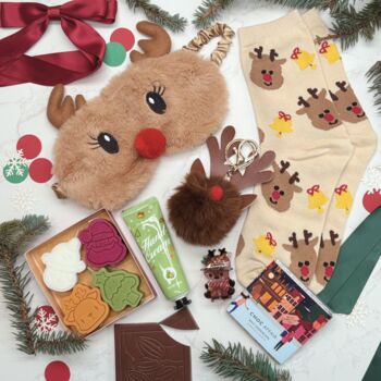 Reindeer Christmas Pamper Gift Box For Tweens And Teens – Eye Mask, Socks And Festive Treats, 2 of 12