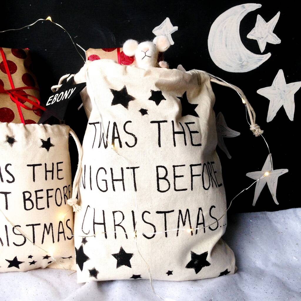 personalised christmas eve bag letterbox friendly by potting shed