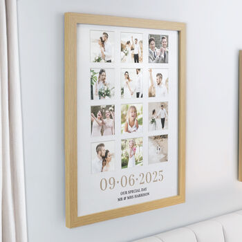 Personalised Special Date Oak Multi Photo Frame Wedding Gift, 2 of 5