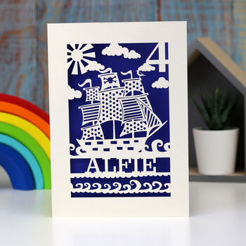 Personalised Papercut Pirate Birthday Card, 6 of 6