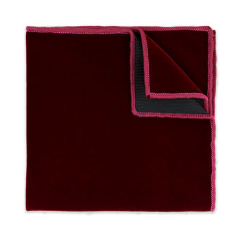 Mens Burgundy Oversize Velvet Bow Tie And Pocket Square, 6 of 7