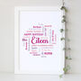 Personalised 80th Birthday Word Art Gift For Her, thumbnail 1 of 3