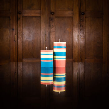 Striped Eco Pillar Candles 15cm And 10 Cm Tall, 8 of 12