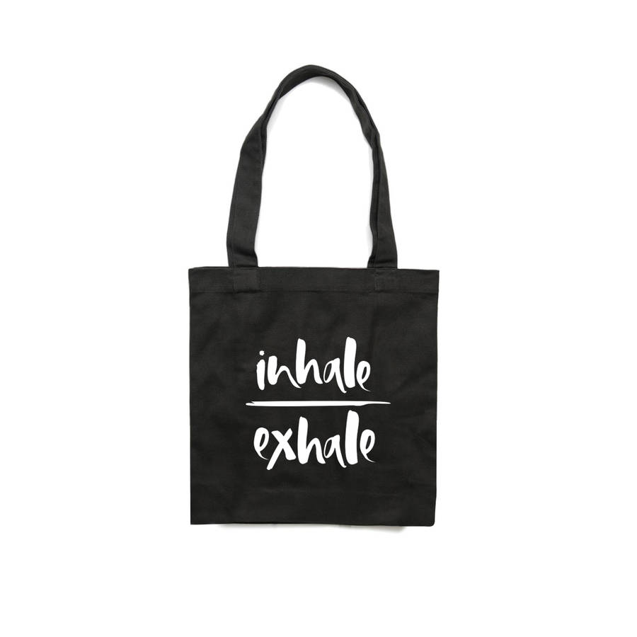 'inhale/exhale' organic cotton tote bag by too wordy ...
