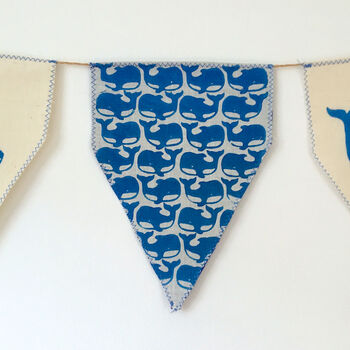 Whale Bunting. Blue. Wall Hanging. Handmade, 6 of 6