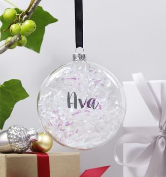 Personalised Iridescent Flat Christmas Bauble, 2 of 8