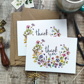 8x Pressed Flower Curl Thank You Cards By Paper Willow ...