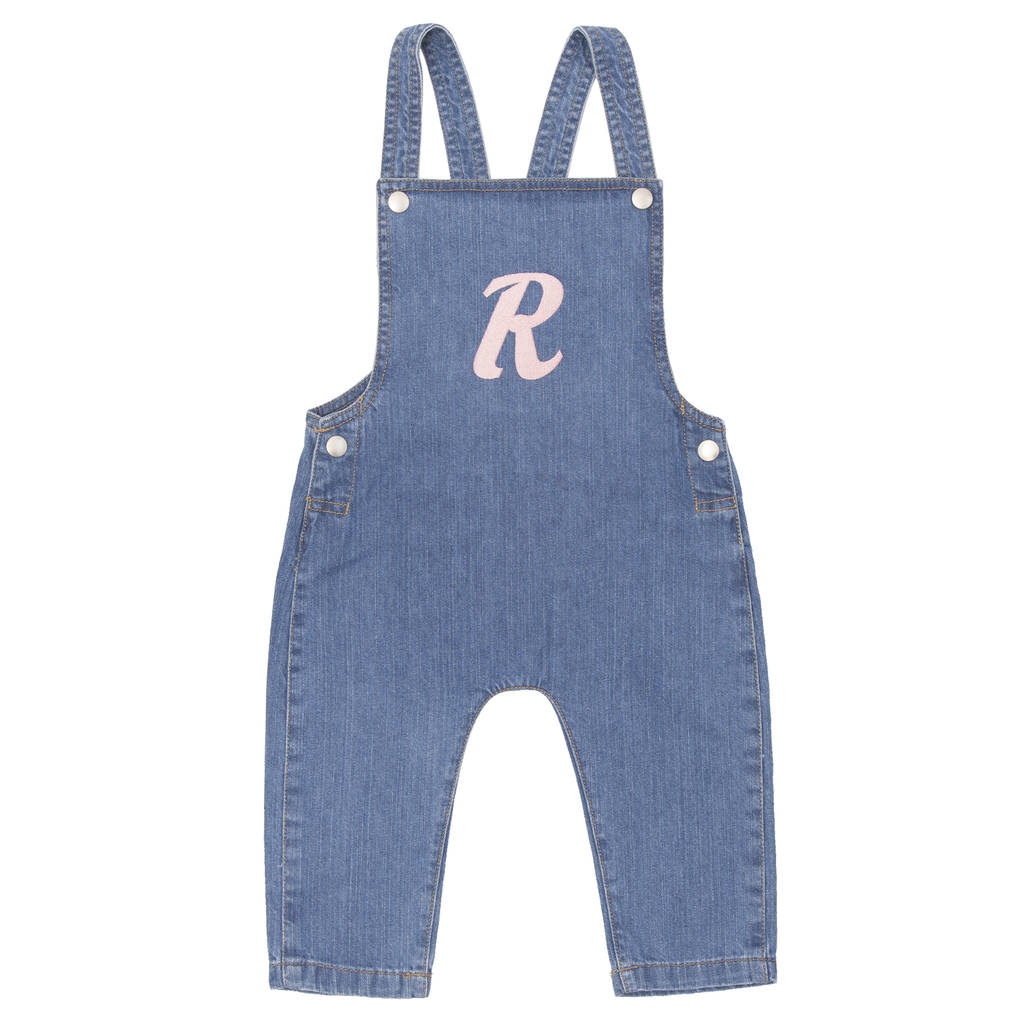 personalised initial baby dungarees by malcolm & gerald