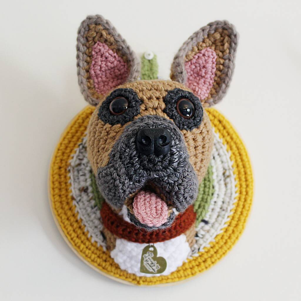 Personalised Crocheted Dog Head Wall Hanging By Lovingly Handmade