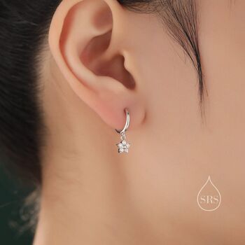 Extra Tiny Cz Flower Huggie Hoop Earrings, 6 of 11