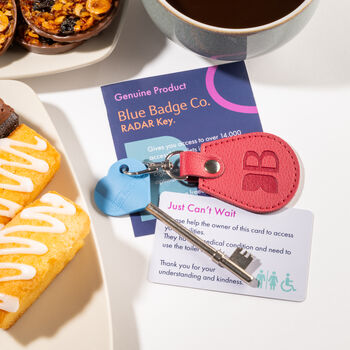 Eco Friendly Keyring With Disabled Toilet Radar Key In Raspberry, Made From Recycled Bottles, 4 of 4