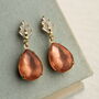 Rose Peach Art Deco Drop Earrings, thumbnail 2 of 6