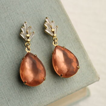 Rose Peach Art Deco Drop Earrings, 2 of 6