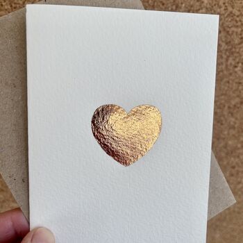 Handmade Rose Gold Leaf Love Heart Engagement Card, 4 of 6