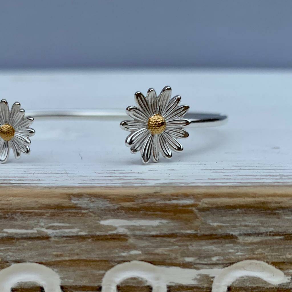 Sterling Silver Daisy Bangle By Nest