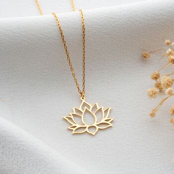 Sterling Silver Lotus Flower Necklace, 3 of 10