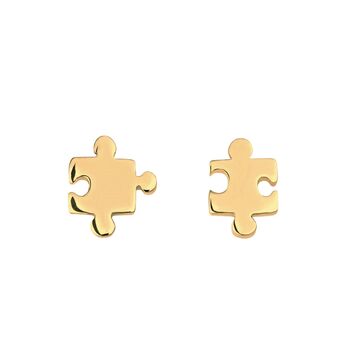 Gold Plated Jigsaw Stud Earrings, 4 of 5