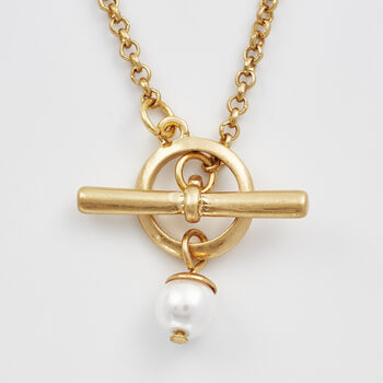 Gold Pansy And Pearl Toggle Necklace, 6 of 9