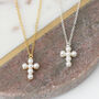 Personalised Gold Plated Or Silver Pearl Cross Necklace, thumbnail 2 of 5