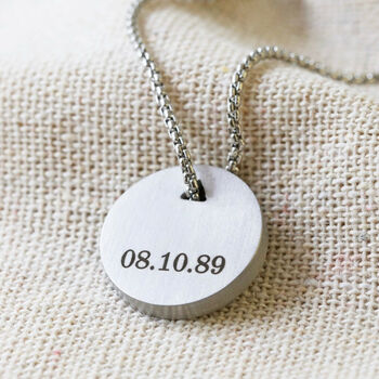 Men's Personalised Steel Disc Pendant Necklace, 4 of 7