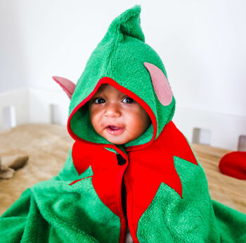 Personalised Christmas Elf Bamboo Soft Hooded Towel, 3 of 9