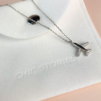 Sterling Silver Plane Pendant Necklace, 2 of 4