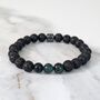 Men's Emerald And Lava Bead May Birthstone Bracelet, thumbnail 4 of 11