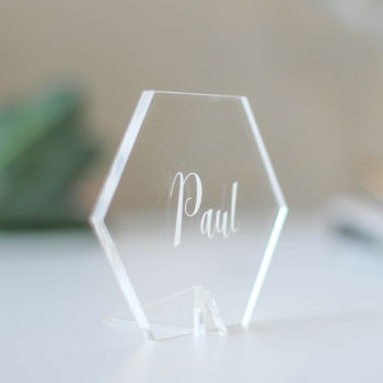 Personalised Wedding Hexagon Place Setting In Acrylic, 7 of 12