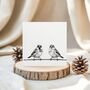 Sparrow On Perch – Hand Drawn Bird Greeting Card Illustration, thumbnail 1 of 6