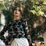 Black Macrame Lace Top Long Sleeved Wedding Dress Topper, thumbnail 5 of 10