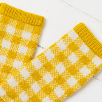 Gingham Knitted Wrist Warmers, 5 of 10