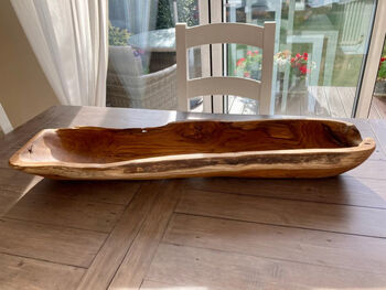 Huge 90cm Teak Root Long Fruit Bowl Wood Handmade Gift Centrepiece, 6 of 8