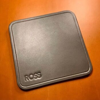Personalised Stamped Leather Coaster, Grey, 5 of 12
