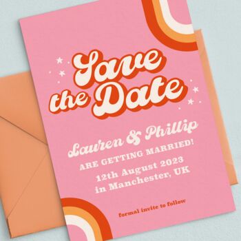 70's Retro Wedding Save The Date Cards, 2 of 2