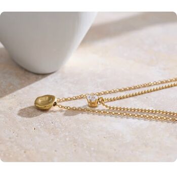 Monaco D’or Gold Crystal Drop V Double Layer Gift Necklace, 3 of 4