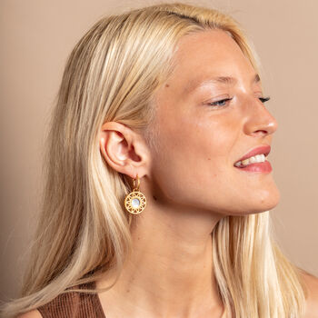 Geometric Mother Of Pearl And Gold Vermeil Plated Hoops, 4 of 8