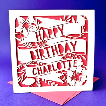 Personalised Floral Ribbon Birthday Card, 2 of 5