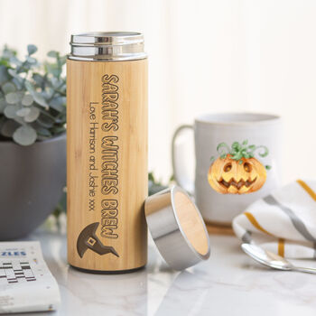 Personalised Halloween Witches Brew Bamboo Flask, 2 of 8