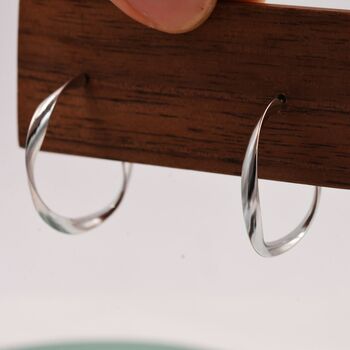 Twisted Strip Mobius Band Large Semi Hoop Stud Earrings, 2 of 12