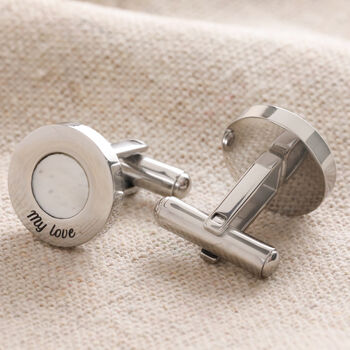 Personalised Silver Plated Mother Of Pearl Cufflinks, 2 of 2